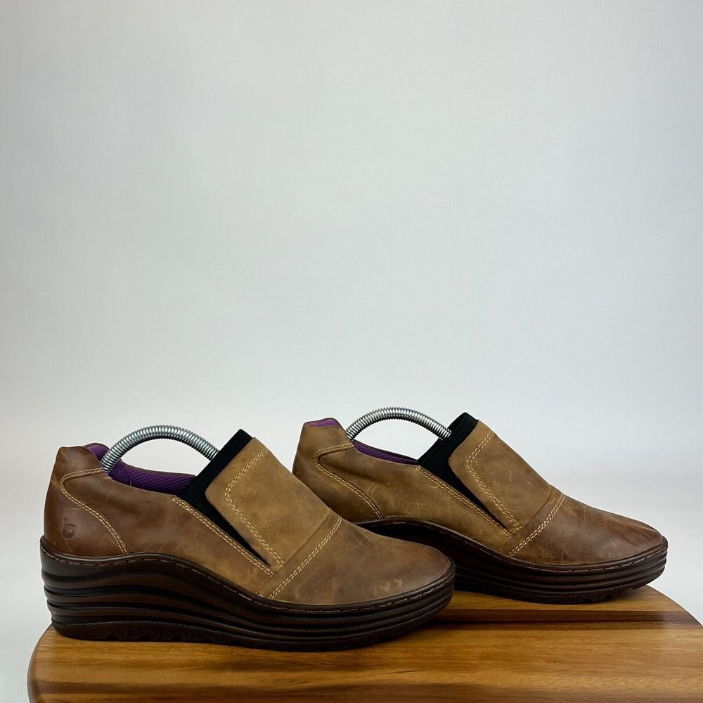 Womens Bionica Grinnell Brown‎ Leather Wedge Ankle Shoes Shooties Size 11 M GUC